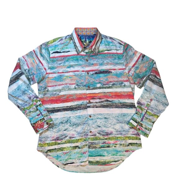 Robert Graham Bedouins Multicolor Summer Sunset Stripe Shirt Size M - Picture 3 of 10